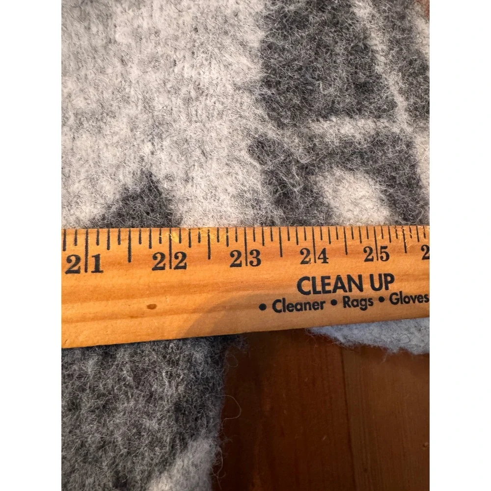 Hi Sen Cardigan XL Grey White Wool Blend Diamond Pattern Oversized Cozcore